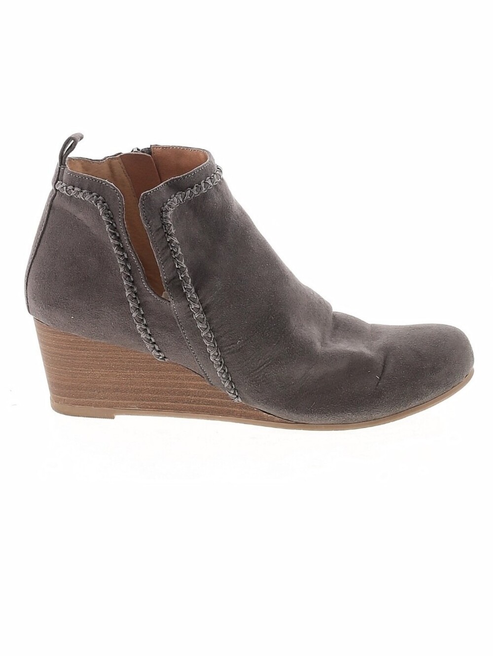 Dolce Vita Charcoal Gray Suede Ankle Booties with Side Zipper